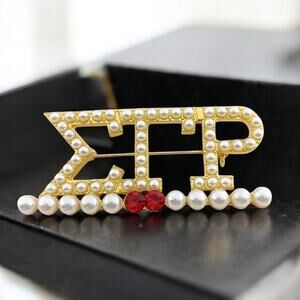 Sigma Gamma Rho Brooch Pearl & Rhinestone Pin